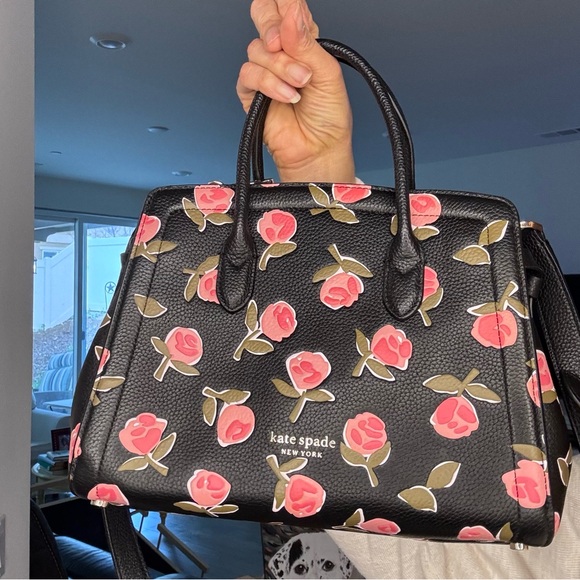 Kate Spade Knott Ditsy Rose Medium Embossed Leather Satchel - Picture 3 of 17